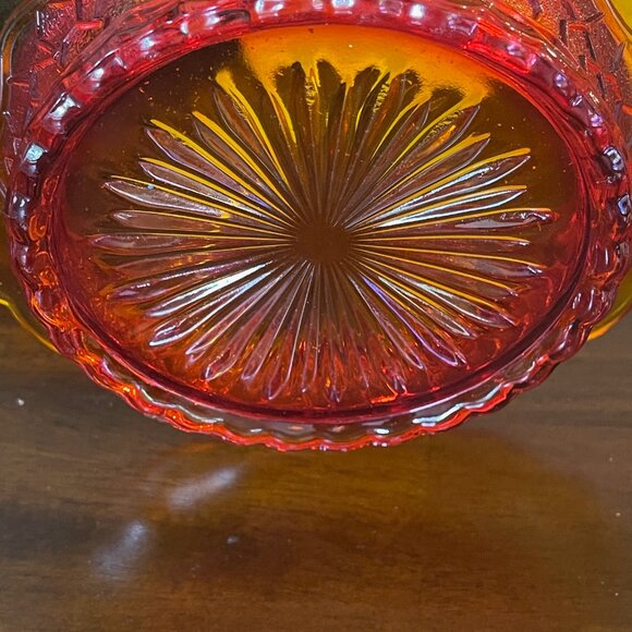 Vintage Amber Glass Red Orange Candy Dish Bottom - Picture 5 of 5